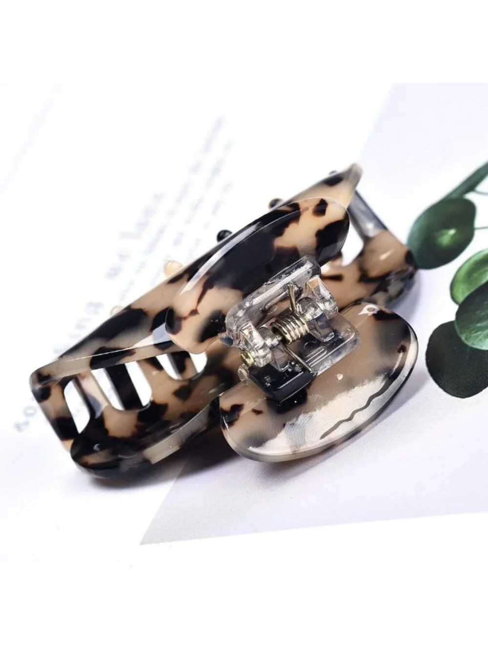 3 Pack Medium Tortoise Claw Hair Clips - Leopard Print Celluloid Jaw Accessories